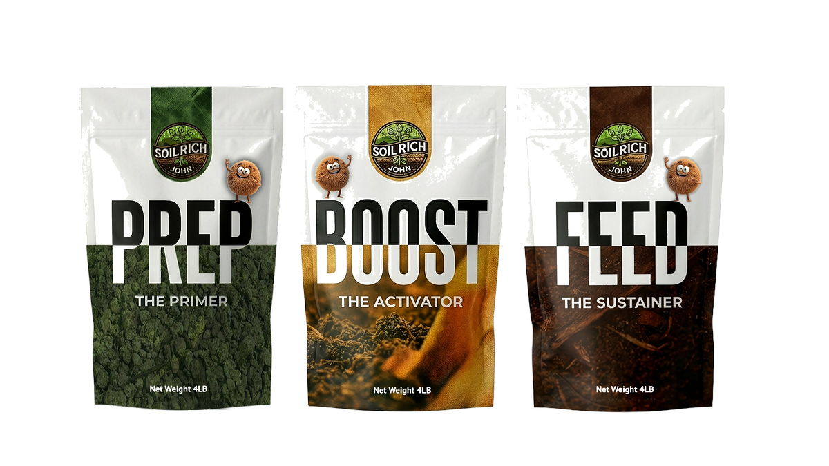 PREP, BOOST, and FEED - The complete Soil Rich three-phase system